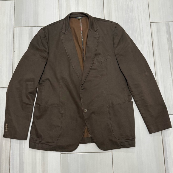 Kroon Mens Blazer Sport Coat Two Button Casual Jacket Brown 46L Suit Soft - Picture 1 of 11